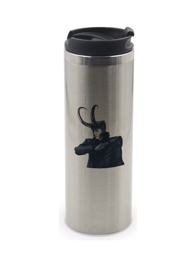 LIT Loki Art Printed Double Wall Tumbler With Lid Multicolour 400ml  - Image 1