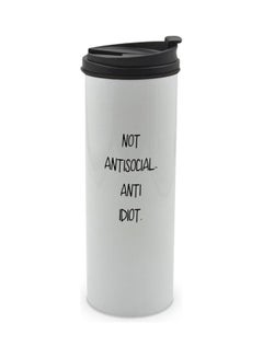 LIT Not Antisocial Anti Idiot Printed Tumbler With Lid Multicolour 400ml  - Image 1