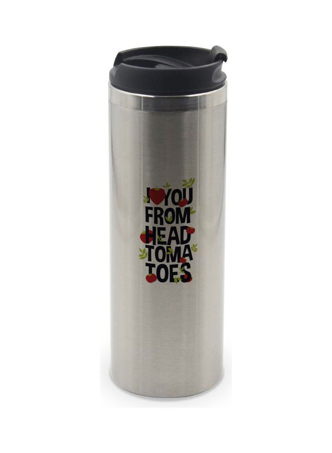 LIT I Love You Design Silver Tumbler With Lid Multicolour - Image 1