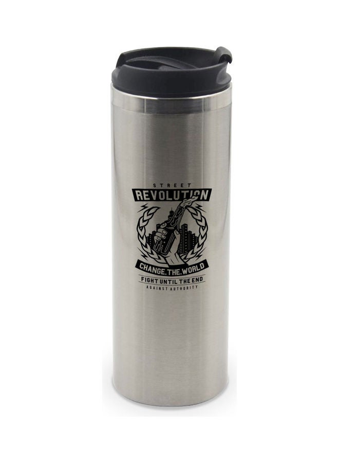 LIT Double Wall Tumbler with Easy Click Lock Silver/Black  - Image 1