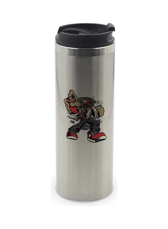 LIT Printed Vintage Graffiti Style Tumbler Silver  - Image 1