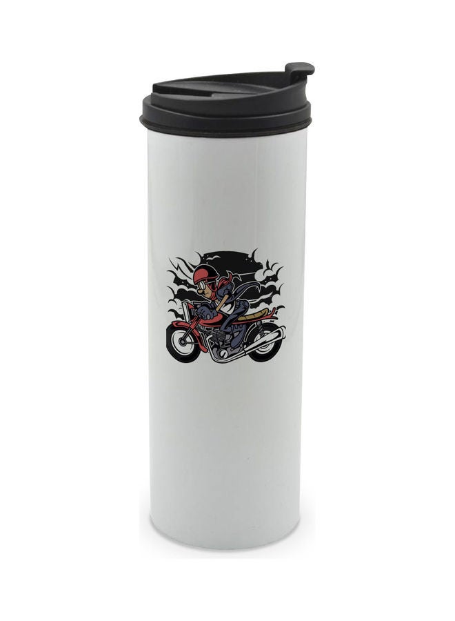 LIT Sticker Style Biker Printed Double Wall Tumbler With Lid Multicolour 400ml - Image 1
