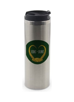 Loki Doki Printed Double Wall Tumbler With Lid Multicolour 400ml