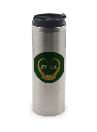 Loki Doki Printed Double Wall Tumbler With Lid Multicolour 400ml - v1629183653/N50182036A_1