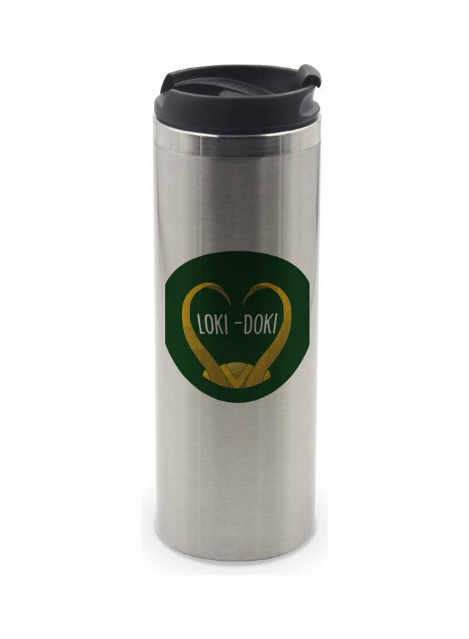 LIT - Loki Doki Printed Double Wall Tumbler With Lid Multicolour 400ml - Image 1