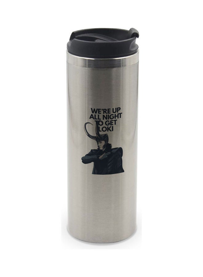 LIT Loki Quotes Printed Double Wall Tumbler With Lid Multicolour 400ml  - Image 1