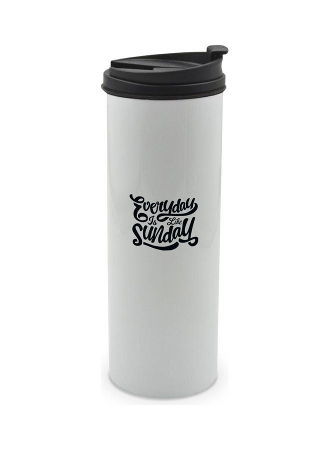 LIT Everyday Sunday Life Printed Double Wall Tumbler With Lid Multicolour 400ml - Image 1