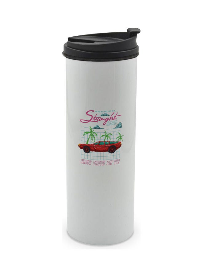 LIT Car Printed Tumbler With Lid White/Black/Red - Image 1