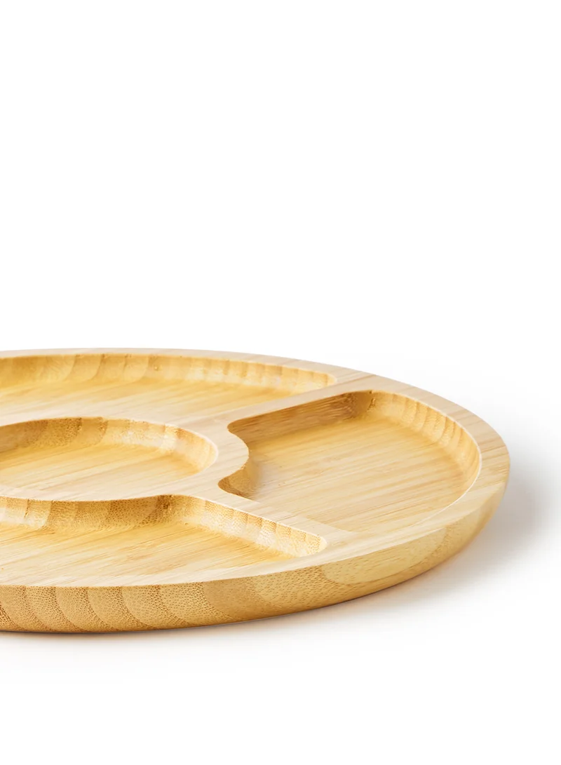 Noon East Chip And Dip Platter - Made Of Bamboo - Round - Serving Plate - Serving Dishes - Tray - Brown Brown