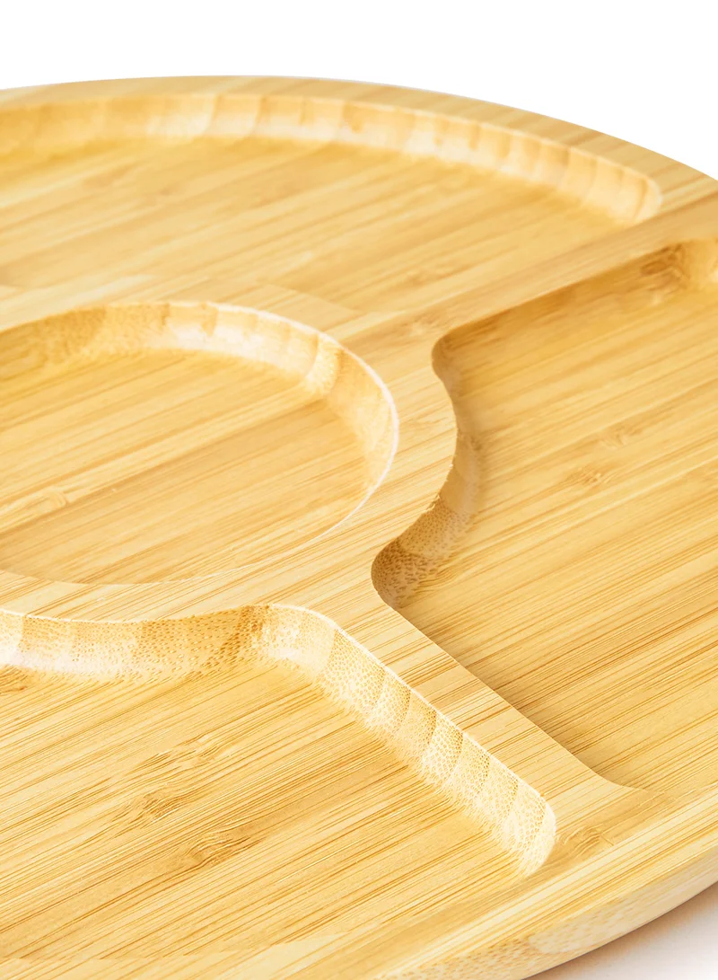 Noon East Chip And Dip Platter - Made Of Bamboo - Round - Serving Plate - Serving Dishes - Tray - Brown Brown