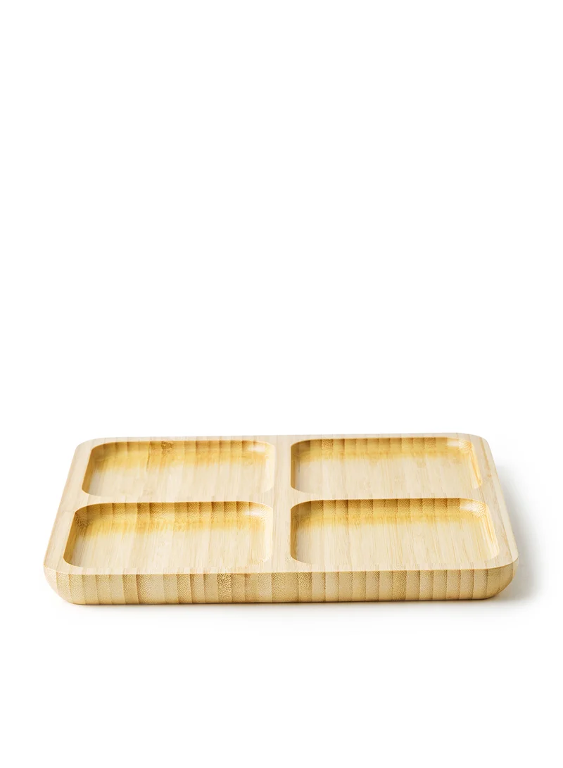 Noon East Serving Platter - Made Of Bamboo - Square (Large) - Serving Plate - Serving Dishes - Tray - Brown