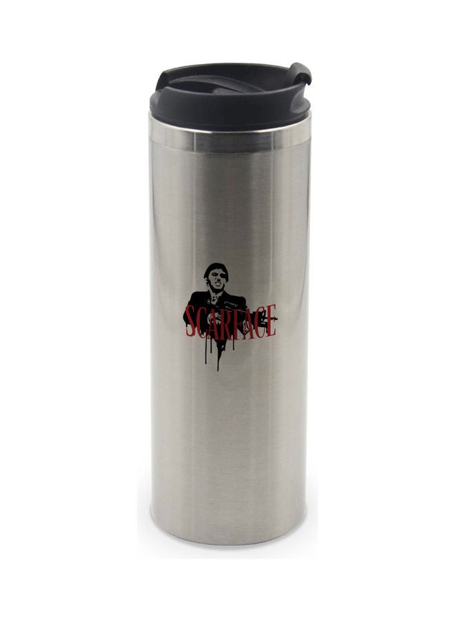 LIT Scarface Printed Tumbler With Lid Silver/Black/Red - Image 1