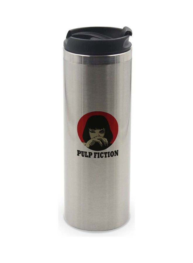 LIT Mia Wallace Pulp Fiction Printed Tumbler With Lid Silver/Black/Red 20x8cm - Image 1