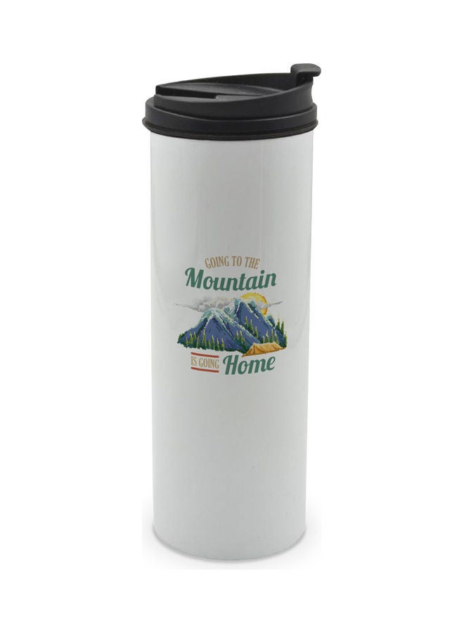 LIT Going To The Mountain Quotes Printed Double Wall Tumbler With Lid Multicolour 400ml - Image 1