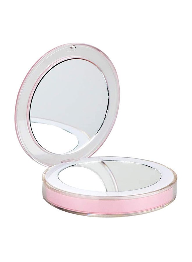 MissTiara 1X/3X LED Lighted Travel Makeup Mirror Pink  - Image 1