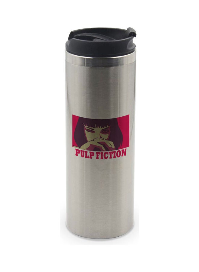 LIT Mia Wallace Pulp Fiction Printed Tumbler With Lid Silver/Black/Red 20x8cm - Image 1