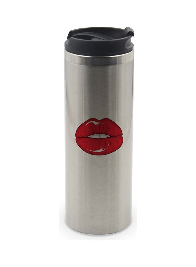 LIT Lips Realistic Design Stainless Steel Tumbler With Lid Multicolour - Image 1