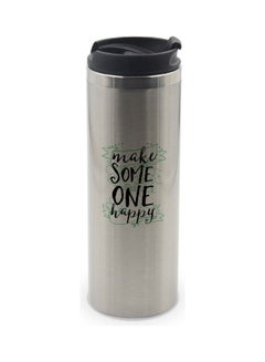 LIT Make Some One Happy Quote Printed Tumbler With Lid Multicolour  - Image 1