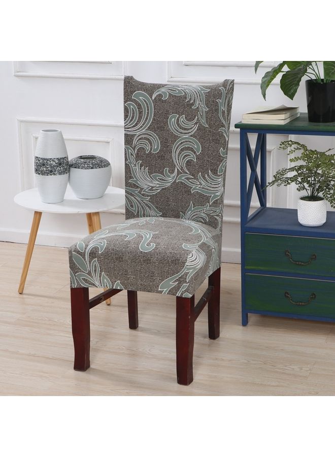 Printed Elastic Chair Cover Grey/Green 55x60x10cm