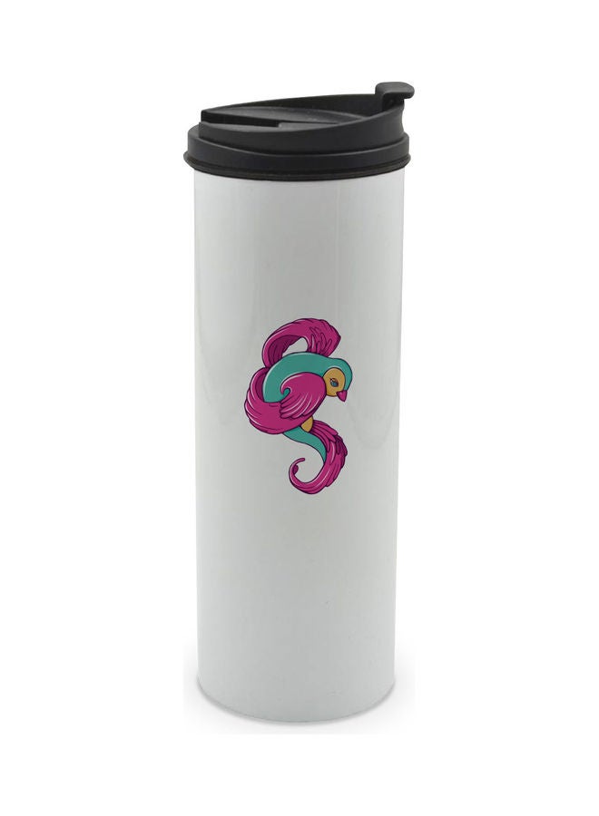 LIT Bird Printed Double Wall Tumbler With Lid Multicolour 400ml - Image 1