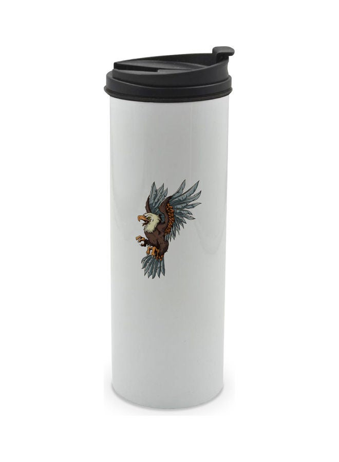LIT Eagle Attacking Printed Double Wall Tumbler With Lid Multicolour 400ml - Image 1