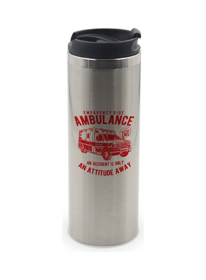 LIT Ambulance Printed Tumbler With Lid Silver/Black/Red - Image 1