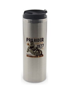 LIT Pro Rider Printed Tumbler With Lid Silver/Black/Orange  - Image 1
