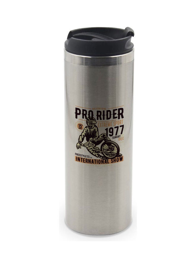 LIT Pro Rider Printed Tumbler With Lid Silver/Black/Orange  - Image 1