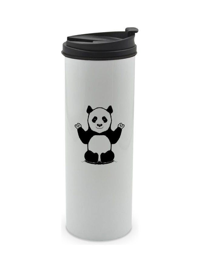 LIT Panda Yoga Printed Double Wall Tumbler With Lid Multicolour 400ml - Image 1