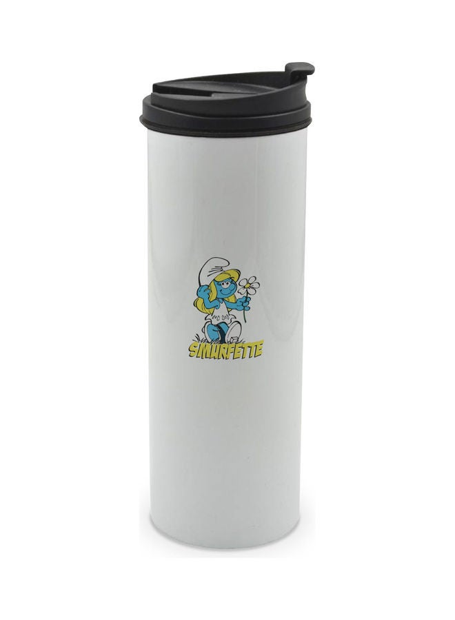 LIT Smurfette Printed Tumbler With Lid White/Black/Blue - Image 1