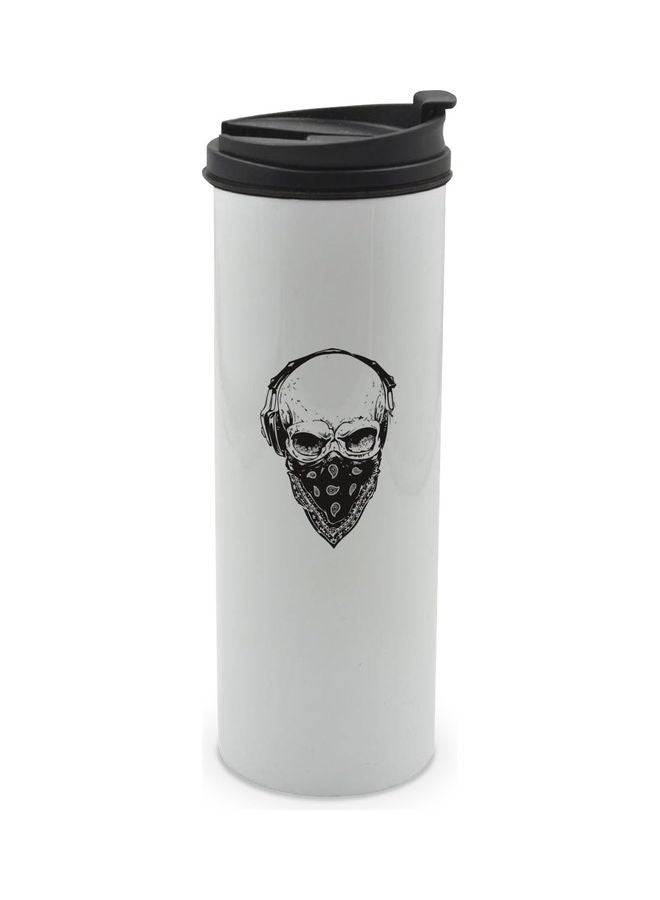 ليت كوب بغطاء مزين بطبعة جمجمة رائعة أبيض/ أسود - Image 1