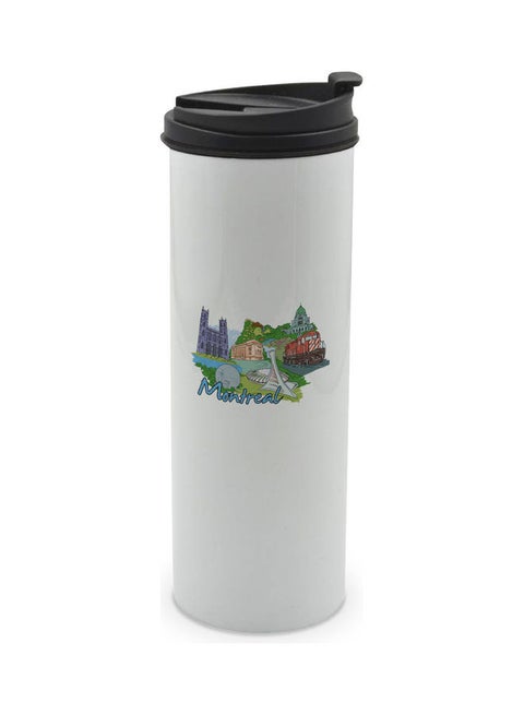 Montreal Printed Double Wall Tumbler With Lid Multicolour 400ml