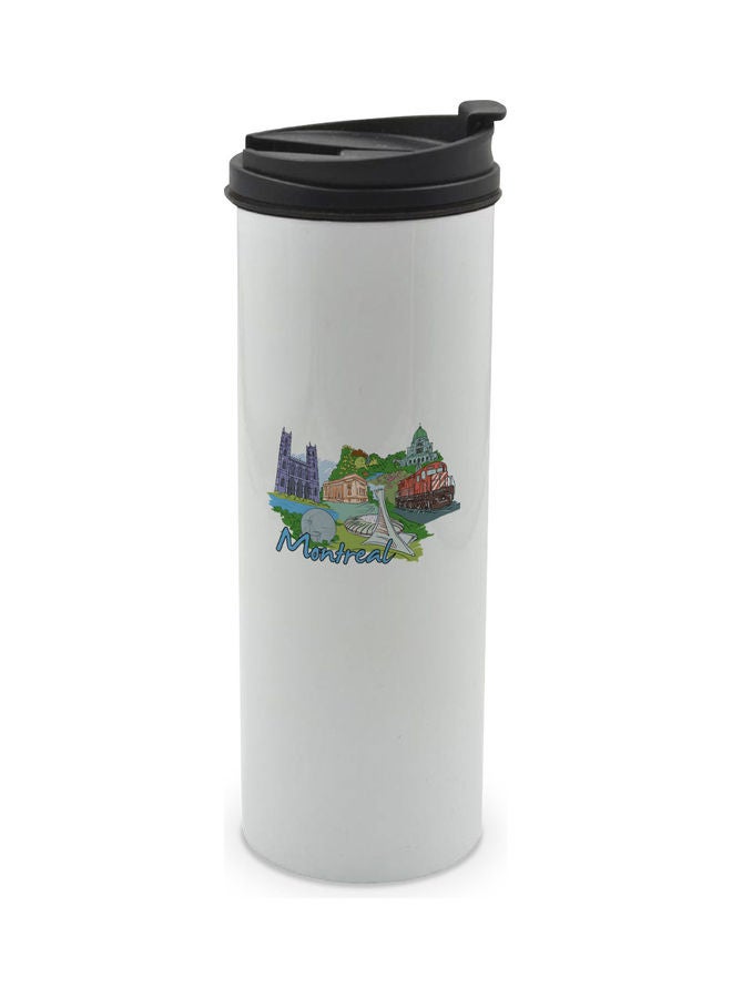 Montreal Printed Double Wall Tumbler With Lid Multicolour 400ml