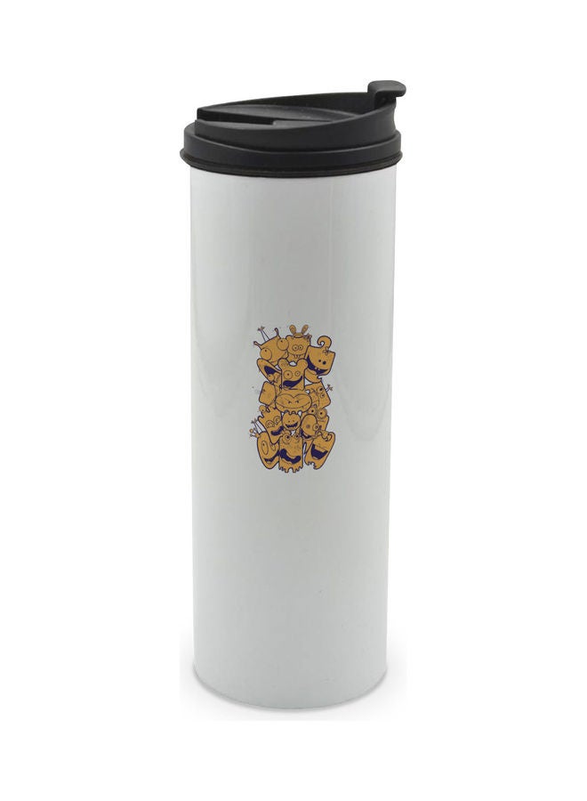 LIT Monster Icon Printed Double Wall Tumbler With Lid Multicolour 400ml - Image 1