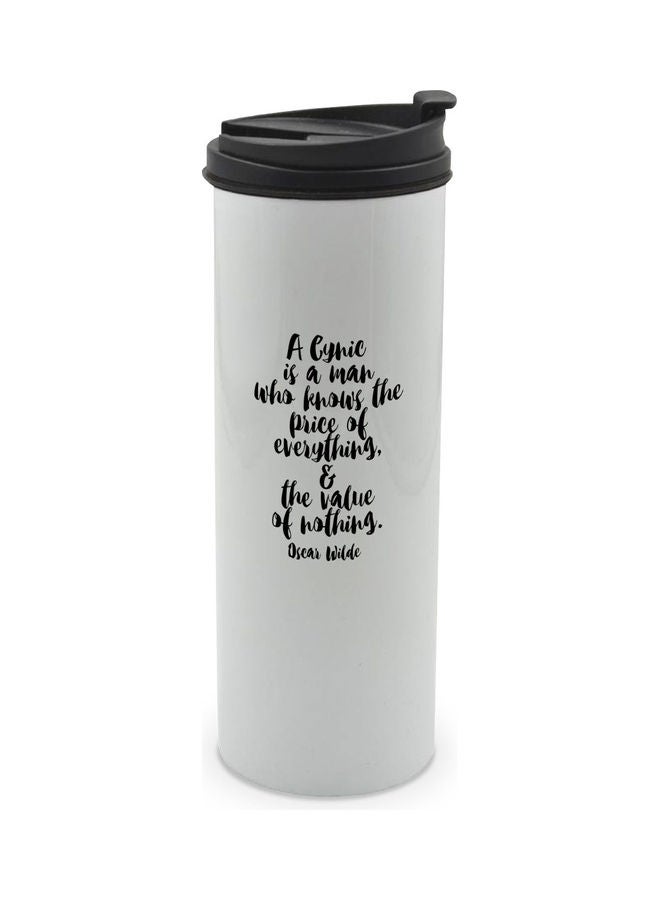 LIT Price Of Everything Value Of Nothing Quote Themed Tumbler With Lid White/Black - Image 1