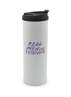 LIT Real Men Are Feminist Printed Tumbler With Lid Multicolour 400ml  - Image 1