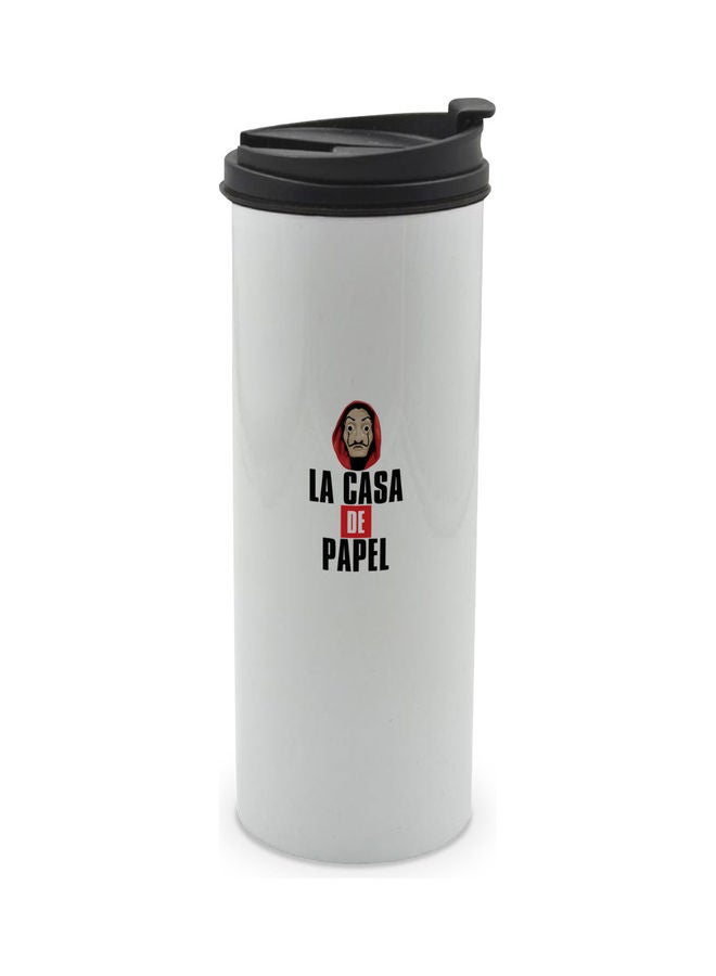 LIT La Casa De Papel Printed Tumbler With Lid White/Black/Red - Image 1