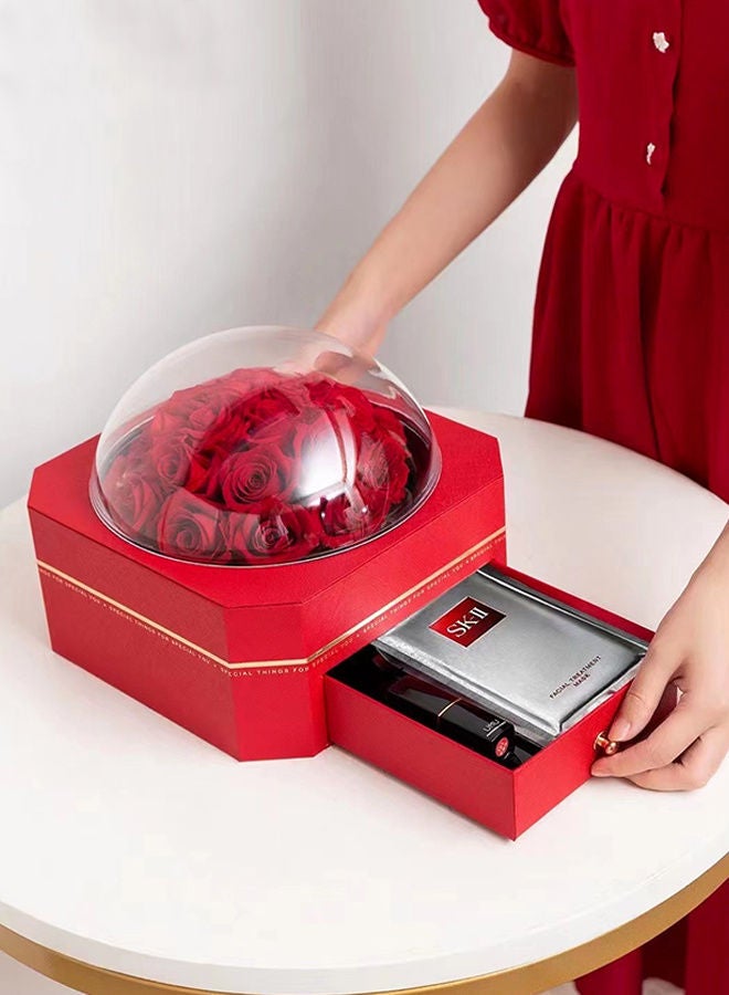 Creative Gift Box With Acrylic Lid Red - Image 1