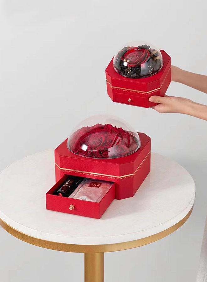 Creative Gift Box With Acrylic Lid Red - Image 5