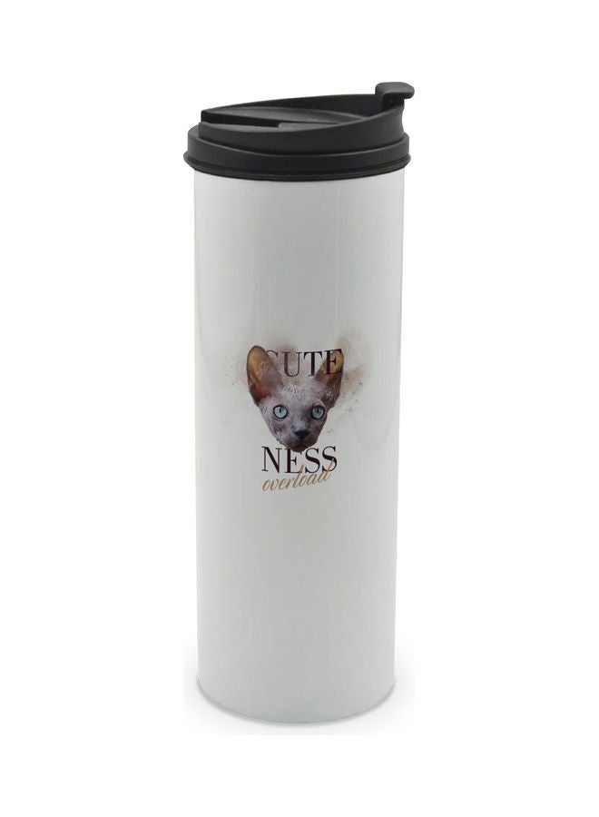 LIT Cat Printed Double Wall Tumbler With Lid Multicolour 400ml - Image 1