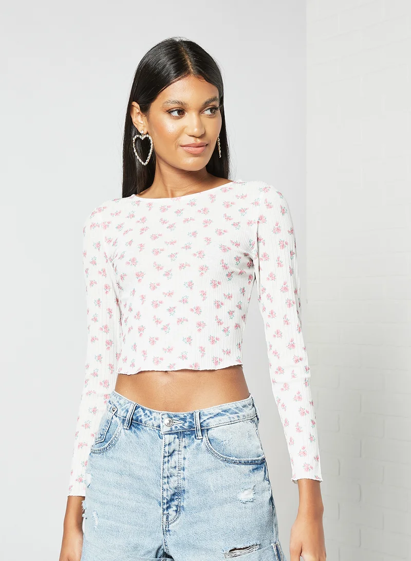 LABEL RAIL Floral Print Crop Top