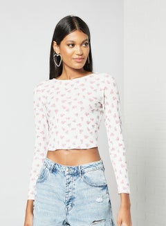 Floral Print Crop Top White