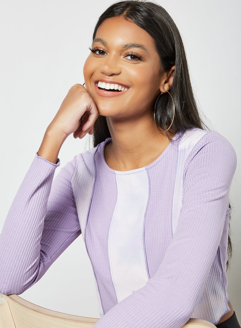 LABEL RAIL - Colourblock Crop Top Purple/White - Image 1