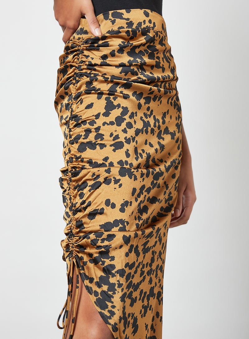LABEL RAIL - Leopard Print Midi Skirt Brown - Image 1