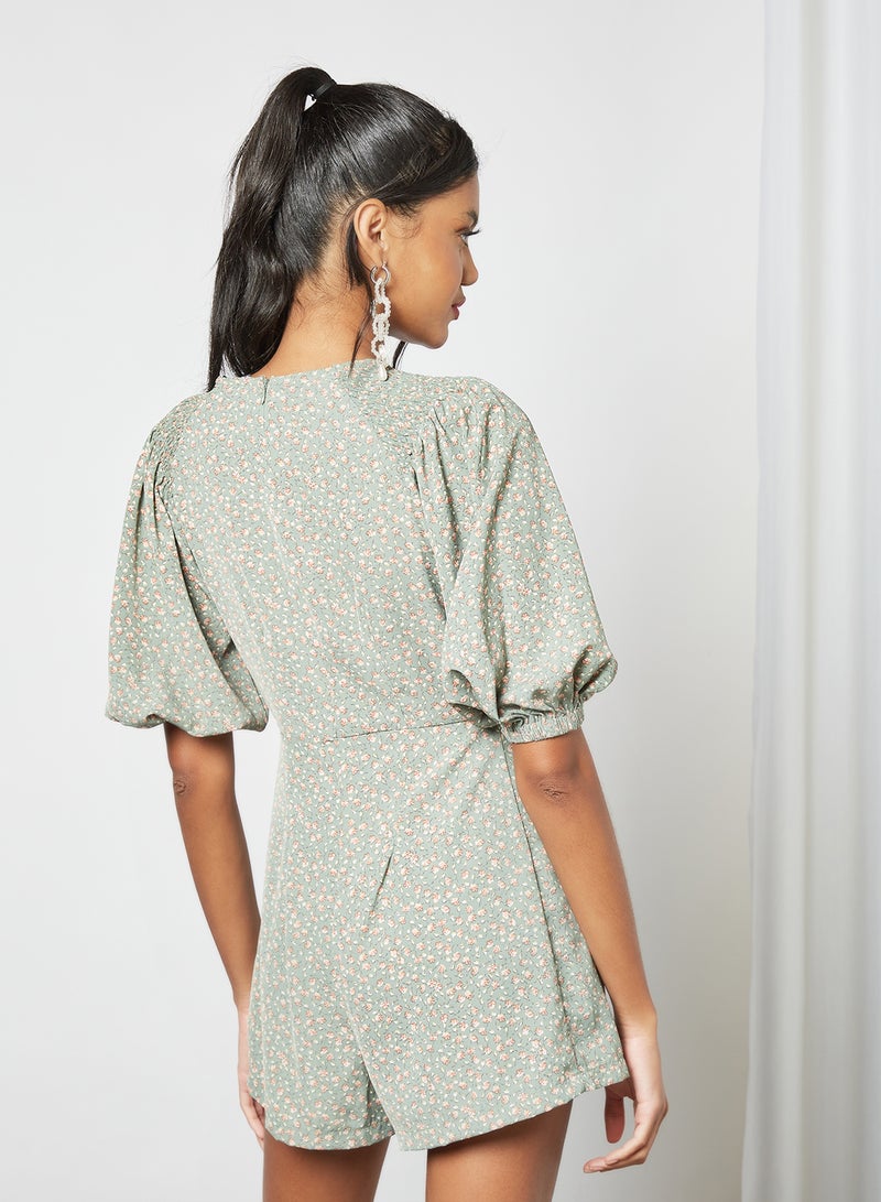 LABEL RAIL - All-Over Print Playsuit Green - Image 1
