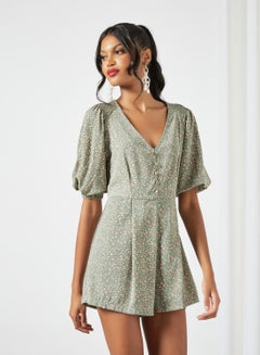 All-Over Print Playsuit Green