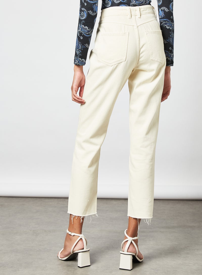 Pimkie Straight Fit Cropped Jeans Ecru  - Image 3