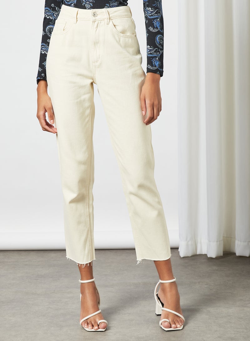 Pimkie Straight Fit Cropped Jeans Ecru  - Image 1