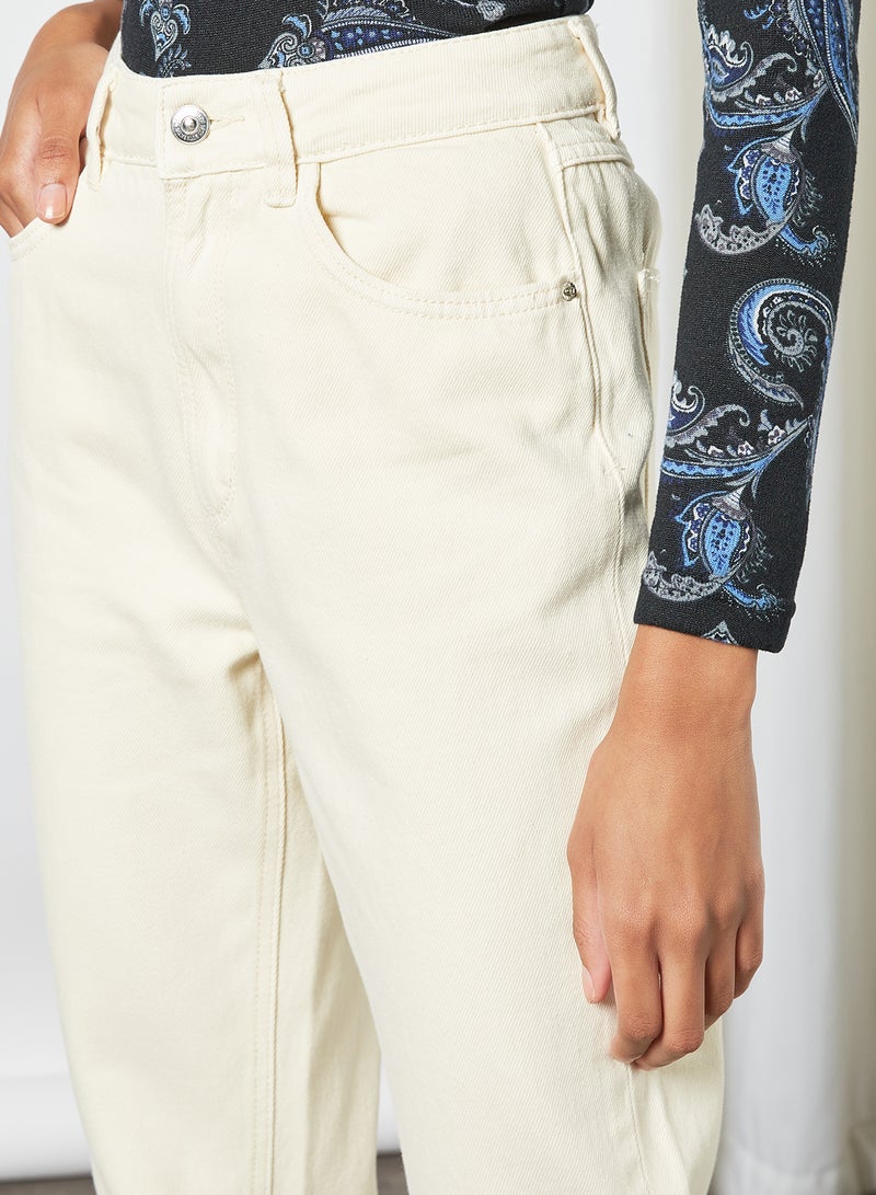 Pimkie Straight Fit Cropped Jeans Ecru  - Image 4
