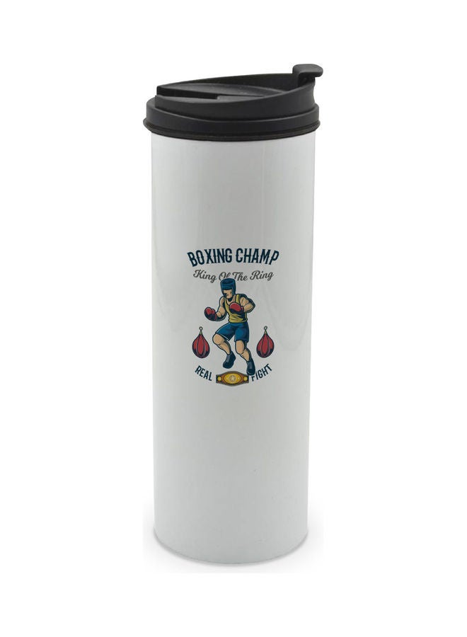 LIT Boxing Champion Printed Double Wall Tumbler With Lid Multicolour 400ml - Image 1